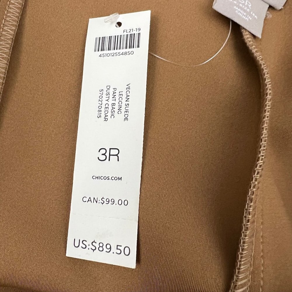 Chico's Vegan Suede Legging Pant Basic Dusty Cedar 3R 16R NWT - Picture 4 of 8